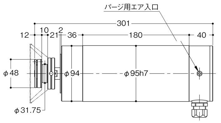 リューター　機械装着ｈ４スピンドルＨＳー３３００用モータユニット　シャンク無し HSM-3300≪お取寄商品≫ - 1